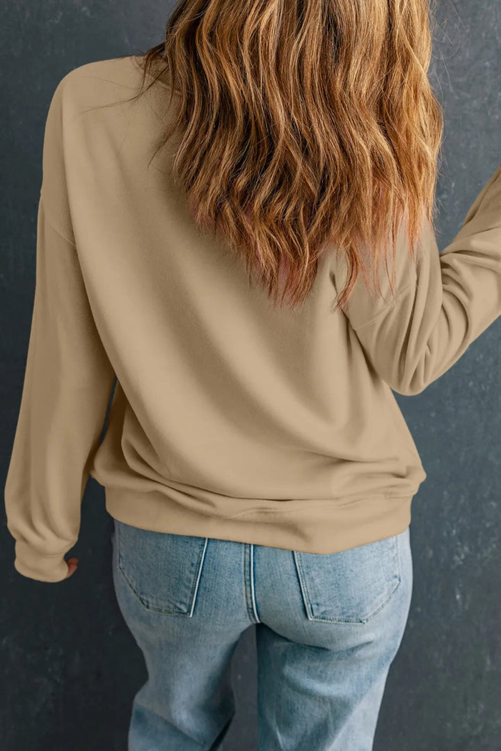 Pumpkin & Flower Graphic Long Sleeve Sweatshirt - Khaki - S - 77507c90 - 70cb - 44ff - 8284 - f4c47e020d34 - Max - Tatoo Tee