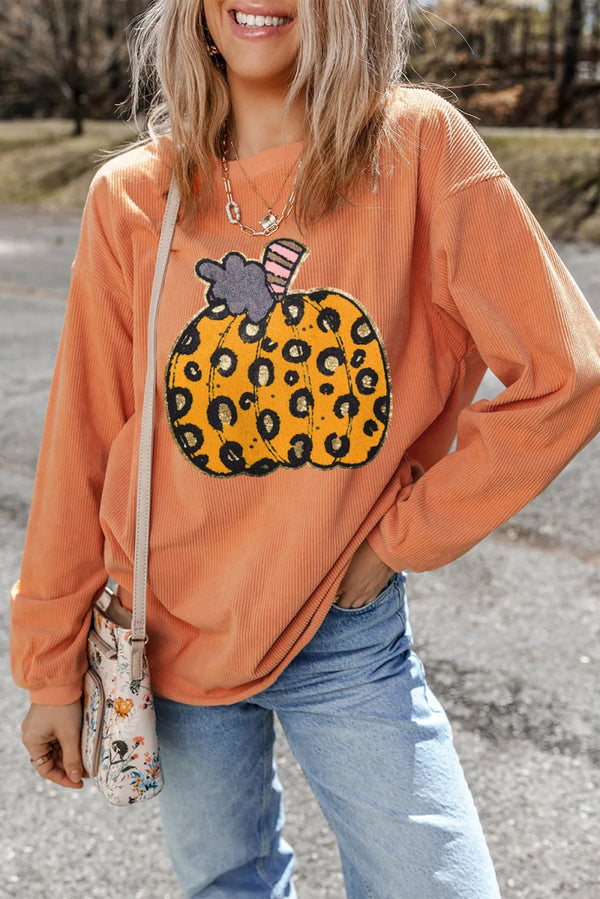 Pumpkin Round Neck Long Sleeve Sweatshirt - Sherbet - S - f595c4bc - 78d4 - 4447 - aff4 - 0aa036ed32d5 - Max - Tatoo Tee