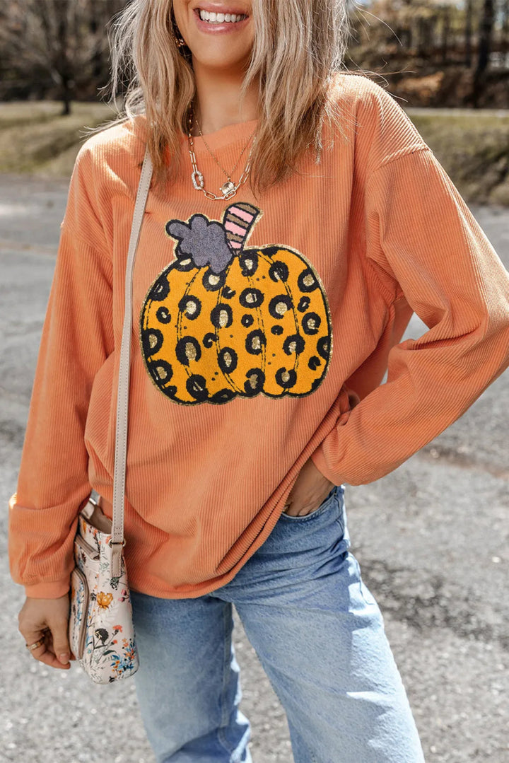 Pumpkin Round Neck Long Sleeve Sweatshirt - Sherbet - S - f595c4bc - 78d4 - 4447 - aff4 - 0aa036ed32d5 - Max - Tatoo Tee