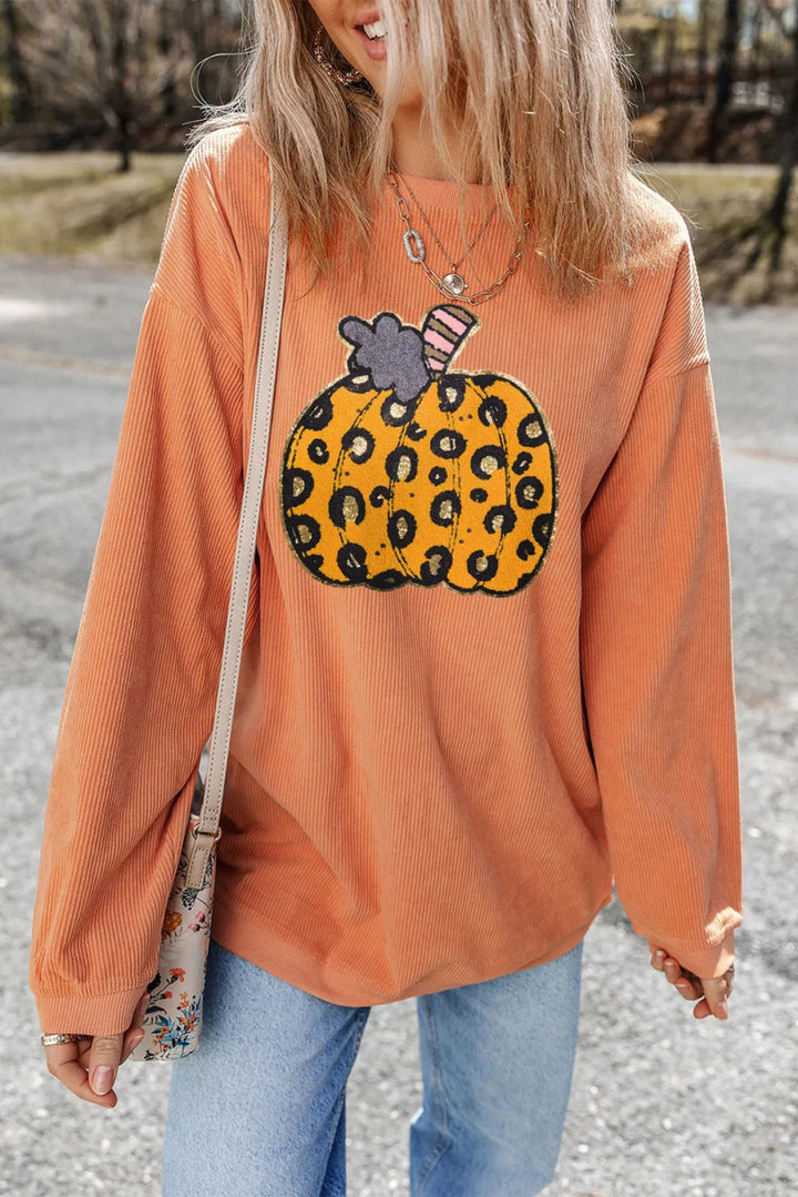 Pumpkin Round Neck Long Sleeve Sweatshirt - Sherbet - S - 24d5f0ac - cef7 - 4536 - acb0 - 09261bd06b16 - Max - Tatoo Tee