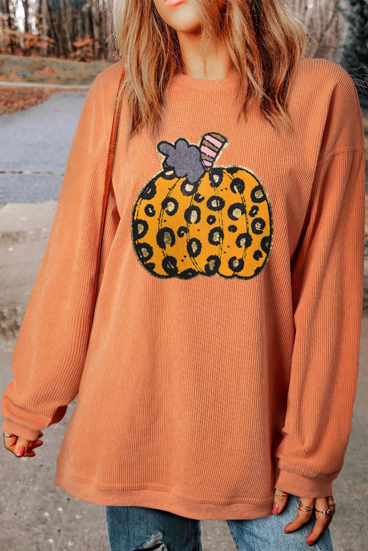 Pumpkin Round Neck Long Sleeve Sweatshirt - Sherbet - S - fa6907a1 - d6d4 - 4e02 - b186 - 7eab4d3e7874 - Max - Tatoo Tee