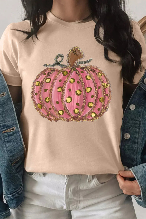 Pumpkin Round Neck Short Sleeve T-Shirt - Tan - S - 53f19be3 - b38a - 4781 - 8e3b - 8d0c624357d8 - Max - Tatoo Tee