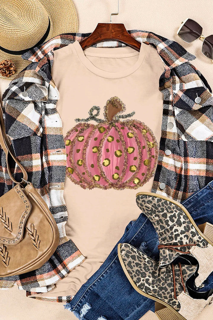 Pumpkin Round Neck Short Sleeve T-Shirt - Tan - S - d9779cbb - 8c9f - 4232 - afd6 - cfccc52dc8c2 - Max - Tatoo Tee