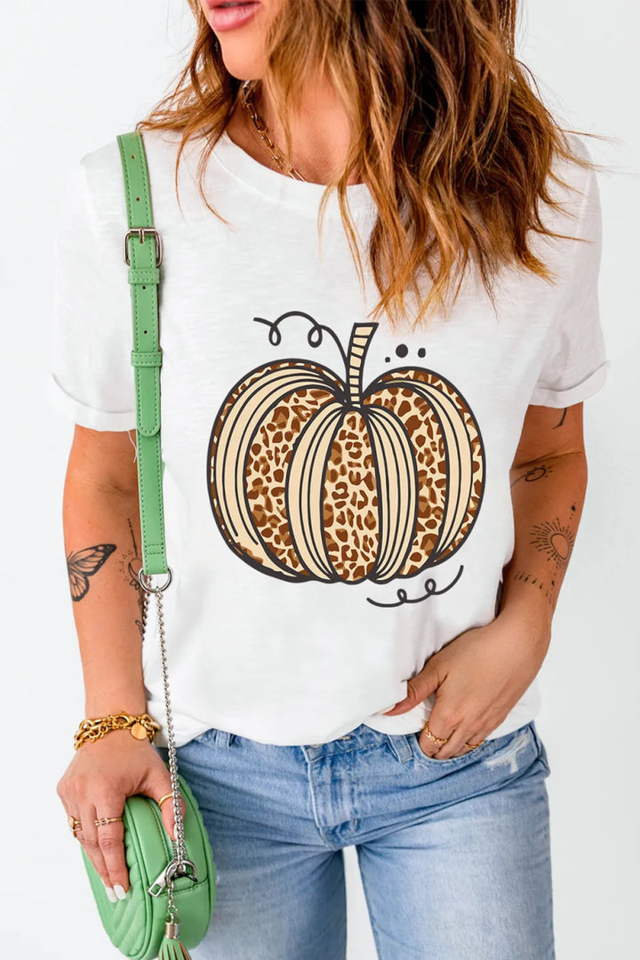 Pumpkin Round Neck Short Sleeve T-Shirt - White - S - 3cef823e - dfe6 - 4b19 - 90b9 - c9417156367b - Max - Tatoo Tee