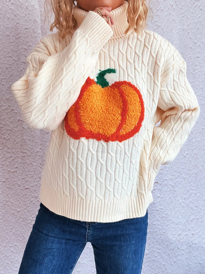 Pumpkin Turtleneck Long Sleeve Sweater - White - One Size - a7ab34f616054b3b8cf6a94eecf108d7 - Max - Origin - Tatoo Tee