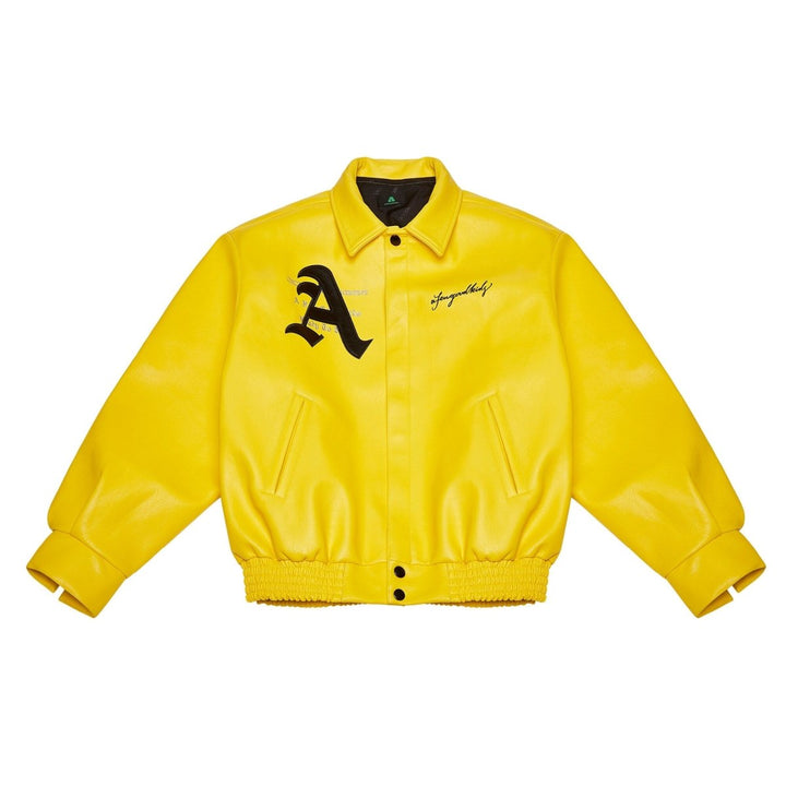 Racing Ferrari Leather Jacket – Yellow - S - Racing Ferrari Leather Jacket – Yellow - Tatoo Tee