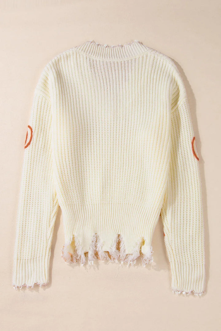 Raw Hem Pumpkin V - Neck Long Sleeve Sweater - Beige - S - 1ea2954a - 6661 - 4cb6 - 93bd - 9af38cdef9e2 - Max - Tatoo Tee