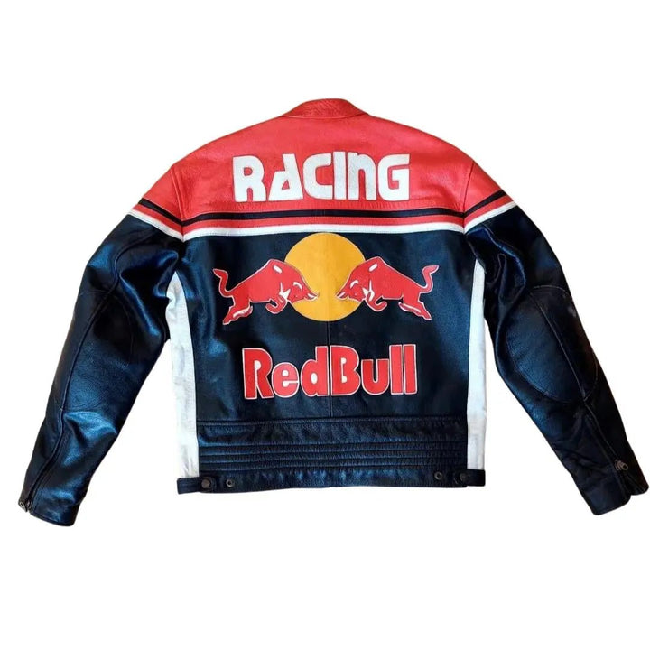 Redbull Leather Jacket - Red & Black (Yellow Logo) - XS - Men - Redbull Leather Jacket - Red & Black (Yellow Logo) - Tatoo Tee