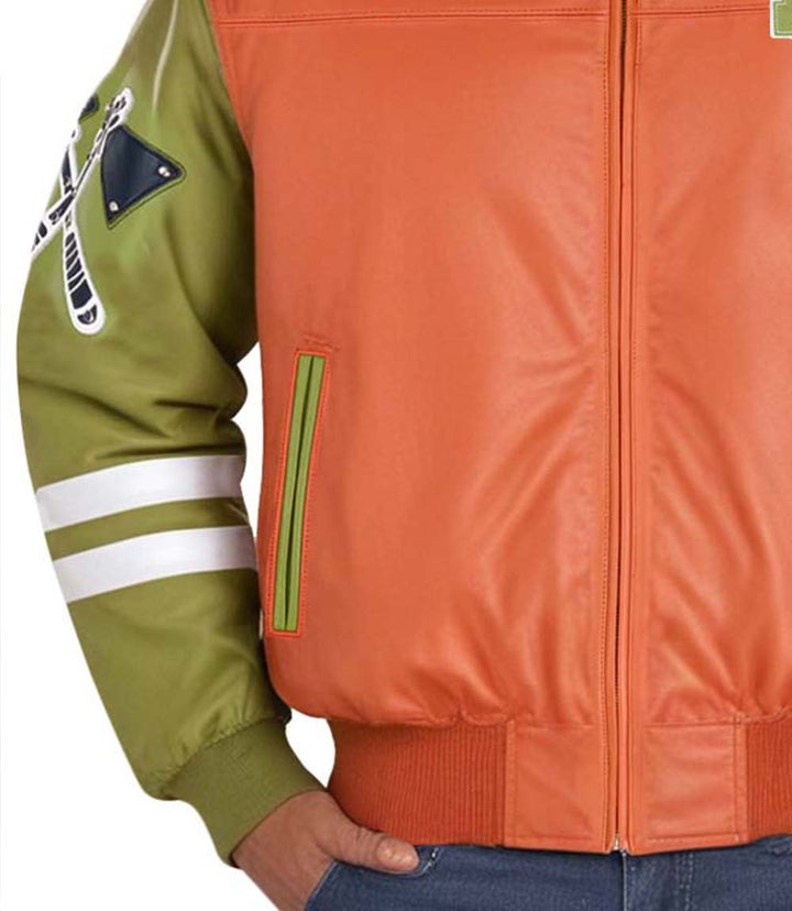 Renegades Orange Green Leather Jacket - XXS - Renegades Orange Green Leather Jacket - Tatoo Tee