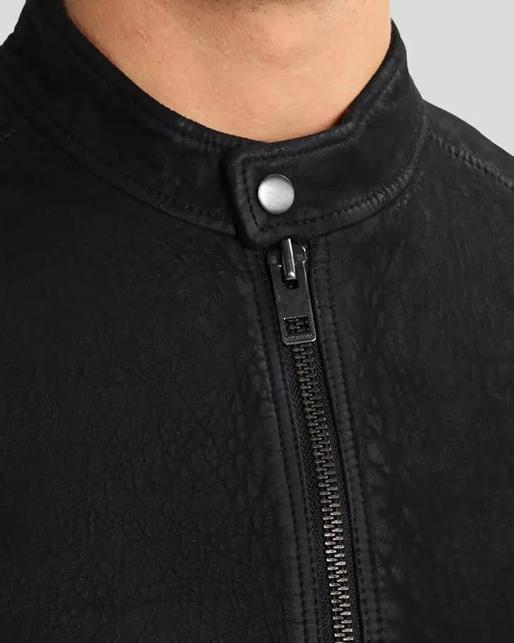 Rey Black Suede Racer Leather Jacket - XS - Rey Black Suede Racer Leather Jacket - Tatoo Tee