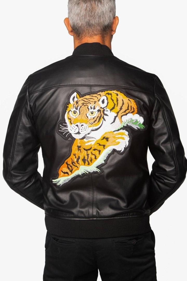 Rocky II Tiger Jacket Leather Jacket - Male - XS - Rocky II Tiger Jacket Leather Jacket - Tatoo Tee