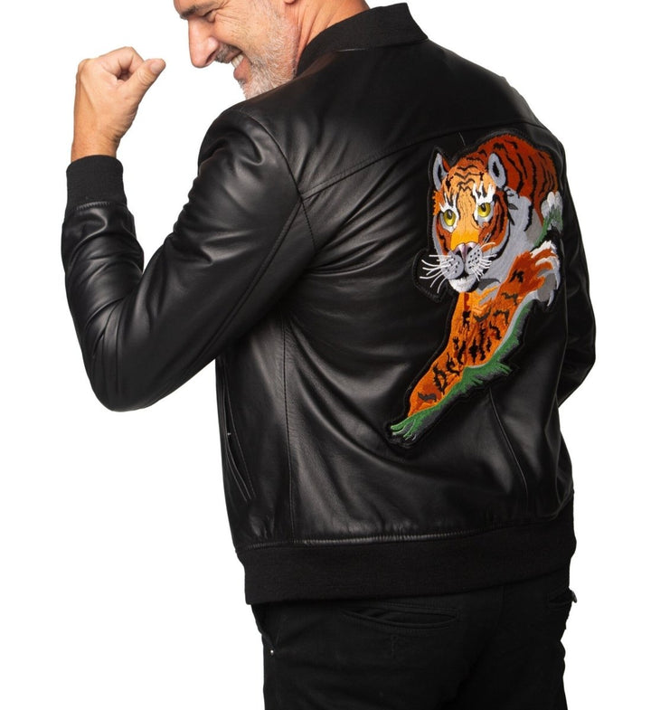 Rocky II Tiger Jacket Leather Jacket - Male - XS - Rocky II Tiger Jacket Leather Jacket - Tatoo Tee