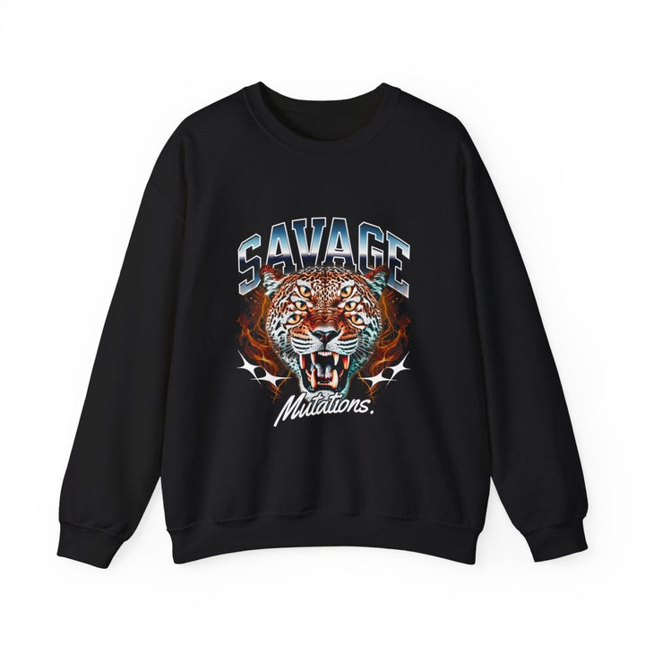 Savage Tiger Graphic Unisex Sweatshirt - Bold and Cozy Streetwear - S - Black - Savage Tiger Graphic Unisex Sweatshirt - Bold and Cozy Streetwear - Tatoo Tee