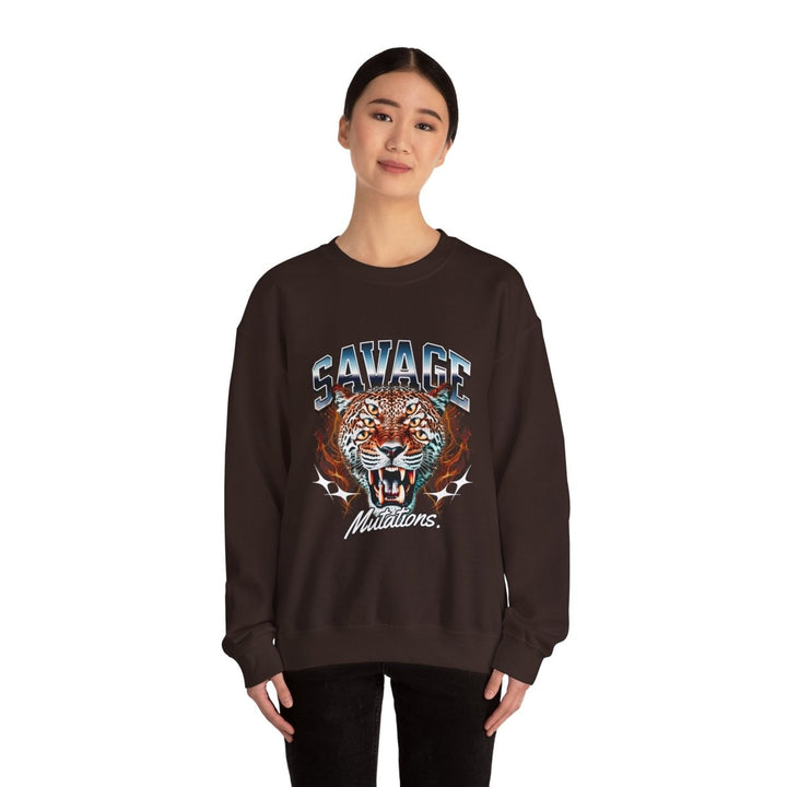 Savage Tiger Graphic Unisex Sweatshirt - Bold and Cozy Streetwear - S - Navy - Savage Tiger Graphic Unisex Sweatshirt - Bold and Cozy Streetwear - Tatoo Tee