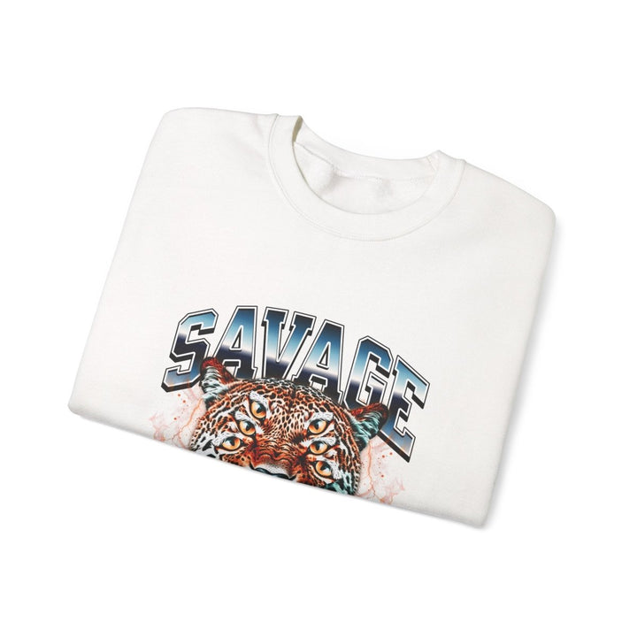 Savage Tiger Graphic Unisex Sweatshirt - Bold and Cozy Streetwear - S - Navy - Savage Tiger Graphic Unisex Sweatshirt - Bold and Cozy Streetwear - Tatoo Tee