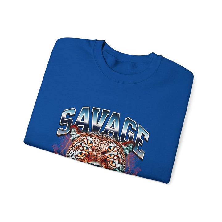 Savage Tiger Graphic Unisex Sweatshirt - Bold and Cozy Streetwear - S - Navy - Savage Tiger Graphic Unisex Sweatshirt - Bold and Cozy Streetwear - Tatoo Tee