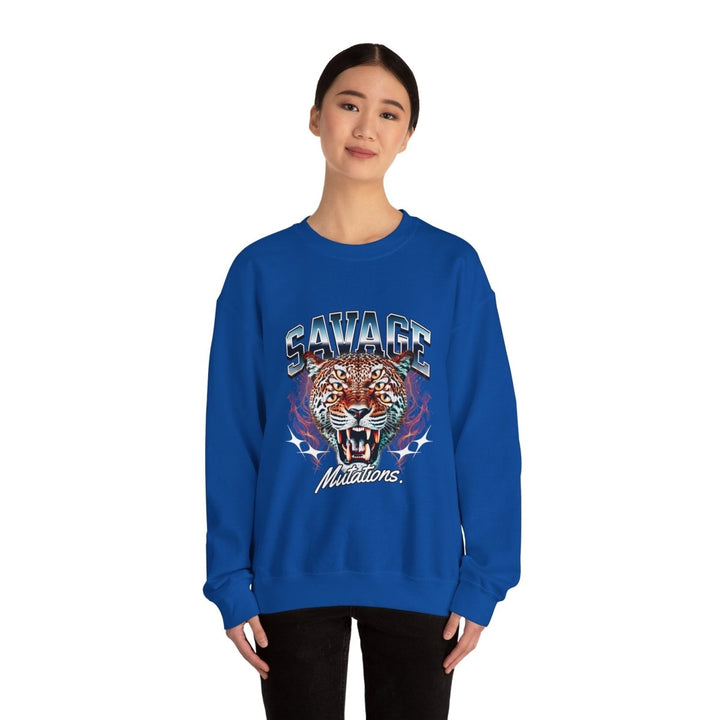 Savage Tiger Graphic Unisex Sweatshirt - Bold and Cozy Streetwear - S - Navy - Savage Tiger Graphic Unisex Sweatshirt - Bold and Cozy Streetwear - Tatoo Tee