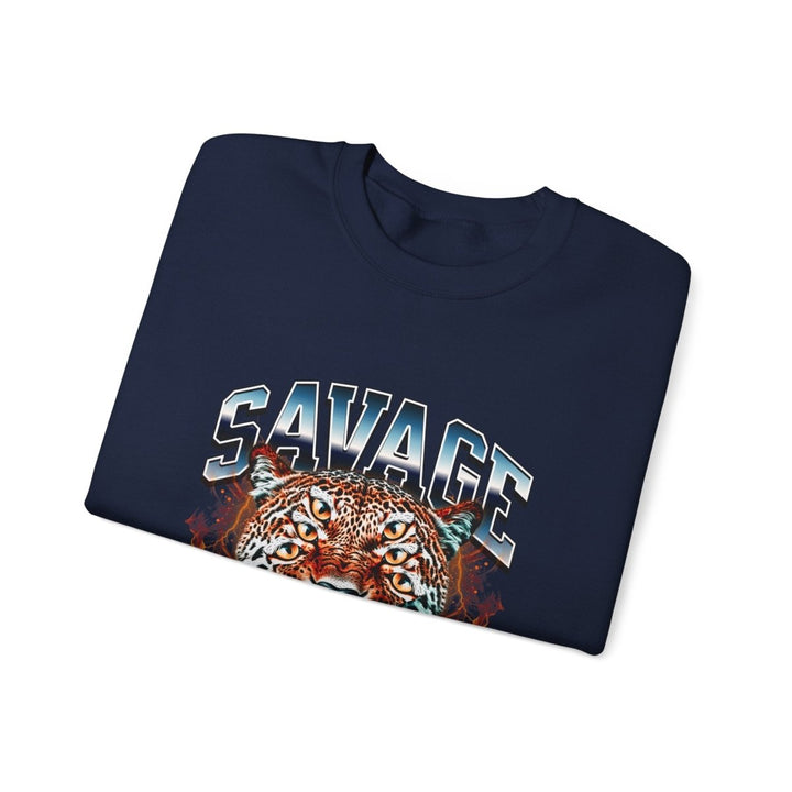 Savage Tiger Graphic Unisex Sweatshirt - Bold and Cozy Streetwear - S - Navy - Savage Tiger Graphic Unisex Sweatshirt - Bold and Cozy Streetwear - Tatoo Tee