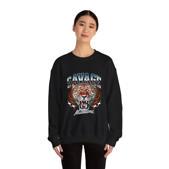 Savage Tiger Graphic Unisex Sweatshirt - Bold and Cozy Streetwear - S - Navy - Savage Tiger Graphic Unisex Sweatshirt - Bold and Cozy Streetwear - Tatoo Tee
