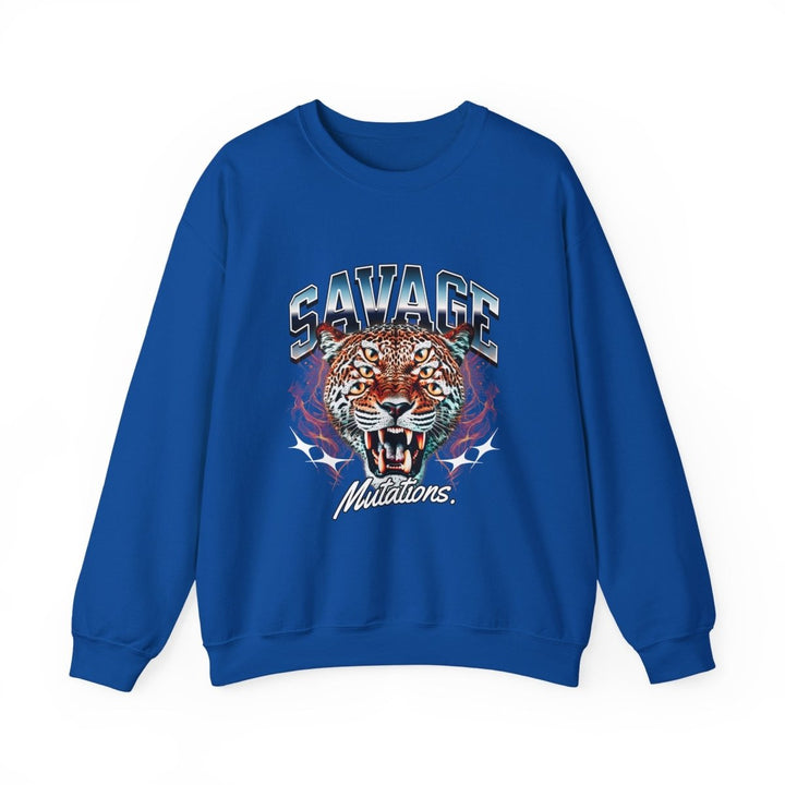 Savage Tiger Graphic Unisex Sweatshirt - Bold and Cozy Streetwear - S - Royal - Savage Tiger Graphic Unisex Sweatshirt - Bold and Cozy Streetwear - Tatoo Tee