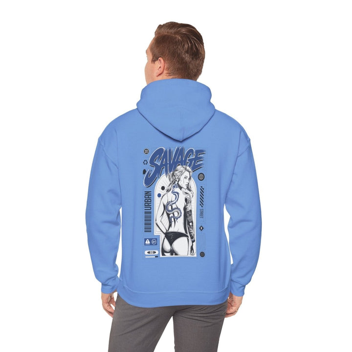 Savage Unisex Heavy Blend™ Hooded Sweatshirt - Bold Graphic Streetwear - Carolina Blue - S - Savage Unisex Heavy Blend™ Hooded Sweatshirt - Bold Graphic Streetwear - Tatoo Tee