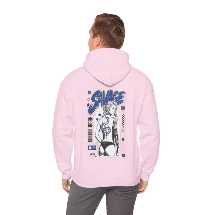 Savage Unisex Heavy Blend™ Hooded Sweatshirt - Bold Graphic Streetwear - Light Pink - S - Savage Unisex Heavy Blend™ Hooded Sweatshirt - Bold Graphic Streetwear - Tatoo Tee