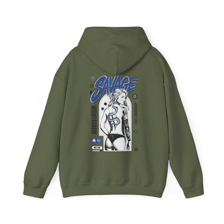 Savage Unisex Heavy Blend™ Hooded Sweatshirt - Bold Graphic Streetwear - Red - S - Savage Unisex Heavy Blend™ Hooded Sweatshirt - Bold Graphic Streetwear - Tatoo Tee