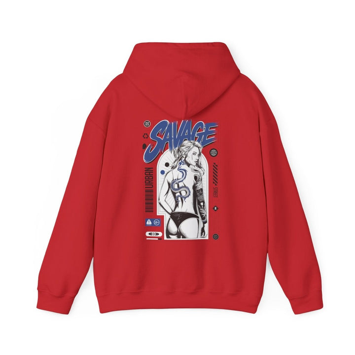 Savage Unisex Heavy Blend™ Hooded Sweatshirt - Bold Graphic Streetwear - Red - S - Savage Unisex Heavy Blend™ Hooded Sweatshirt - Bold Graphic Streetwear - Tatoo Tee
