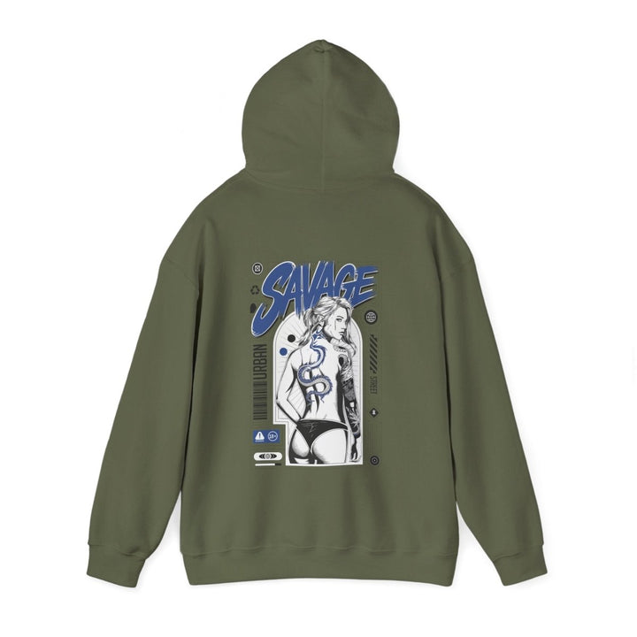 Savage Unisex Heavy Blend™ Hooded Sweatshirt - Bold Graphic Streetwear - Red - S - Savage Unisex Heavy Blend™ Hooded Sweatshirt - Bold Graphic Streetwear - Tatoo Tee