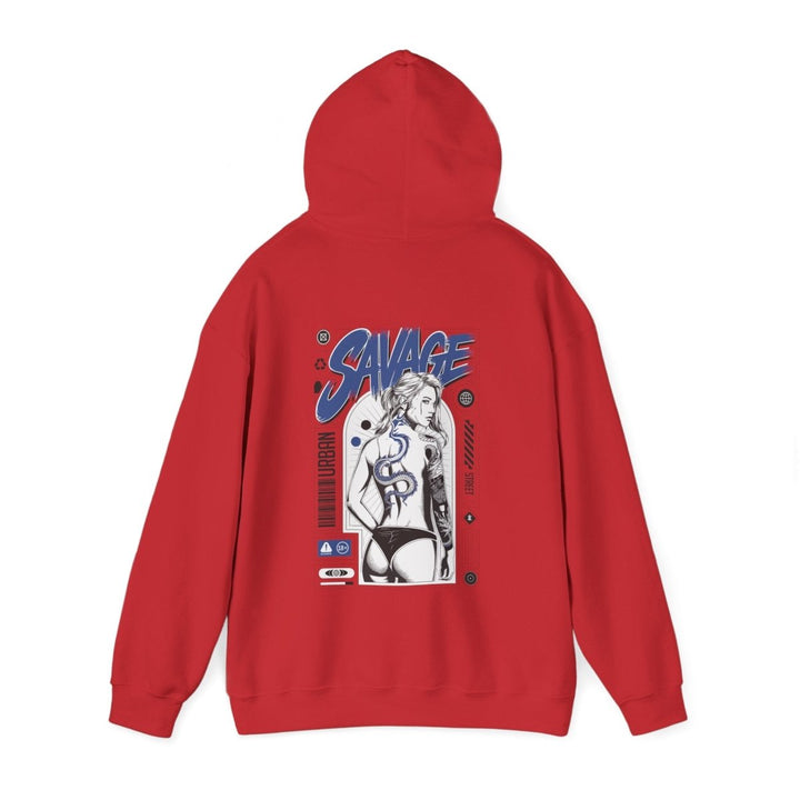 Savage Unisex Heavy Blend™ Hooded Sweatshirt - Bold Graphic Streetwear - Red - S - Savage Unisex Heavy Blend™ Hooded Sweatshirt - Bold Graphic Streetwear - Tatoo Tee