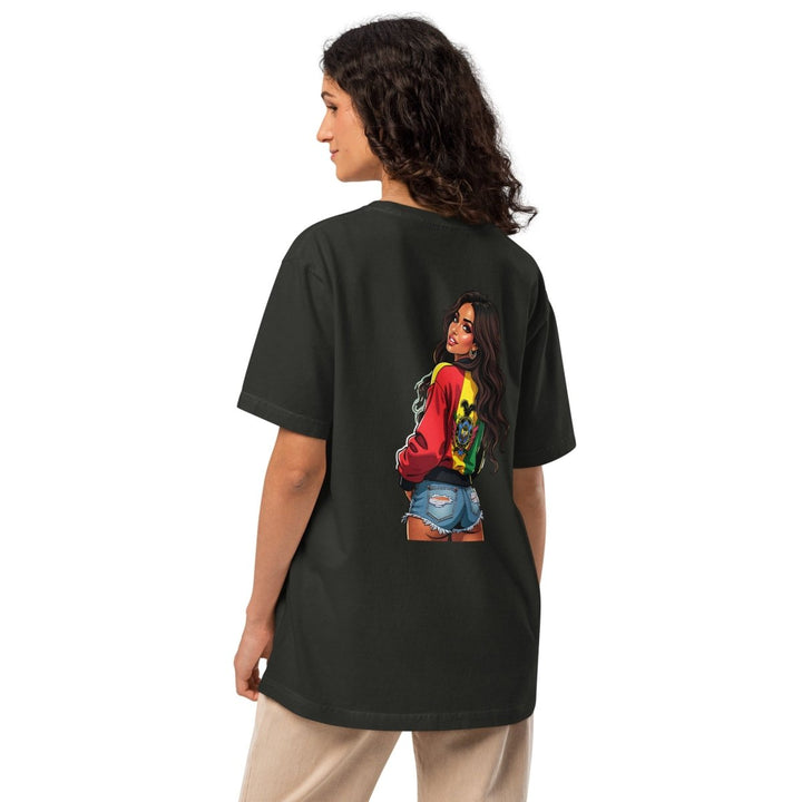 Sexy Latina Girl Unisex oversized t-shirt - Washed Black - S - Product mockup - Tatoo Tee