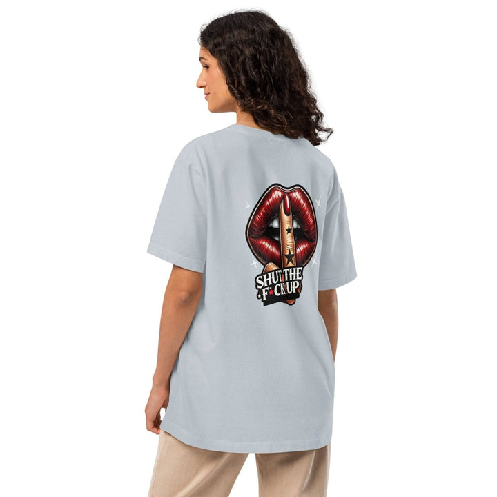 Shut The Fuck Up Lips Unisex oversized t-shirt - Washed Black - S - Product mockup - Tatoo Tee