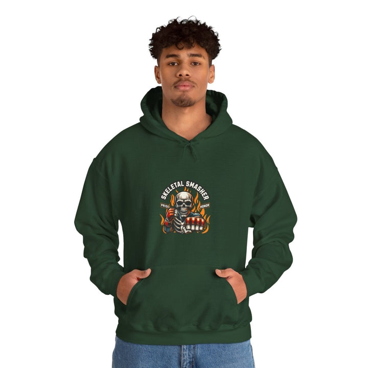 Skeletal Smasher Mixed Martial Arts Hoodie - Unisex Heavy Blend™ - Forest Green - S - Skeletal Smasher Mixed Martial Arts Hoodie - Unisex Heavy Blend™ - Tatoo Tee