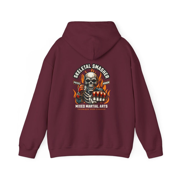 Skeletal Smasher Mixed Martial Arts Hoodie - Unisex Heavy Blend™ - Purple - S - Skeletal Smasher Mixed Martial Arts Hoodie - Unisex Heavy Blend™ - Tatoo Tee