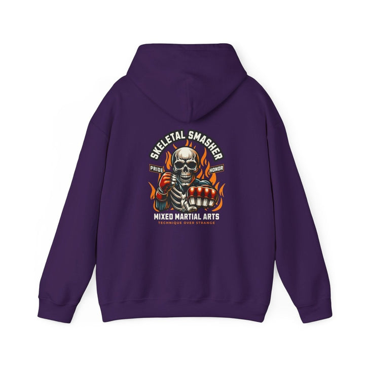 Skeletal Smasher Mixed Martial Arts Hoodie - Unisex Heavy Blend™ - Purple - S - Skeletal Smasher Mixed Martial Arts Hoodie - Unisex Heavy Blend™ - Tatoo Tee