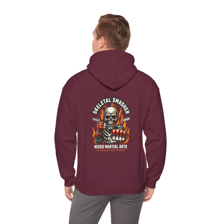 Skeletal Smasher Mixed Martial Arts Hoodie - Unisex Heavy Blend™ - Purple - S - Skeletal Smasher Mixed Martial Arts Hoodie - Unisex Heavy Blend™ - Tatoo Tee