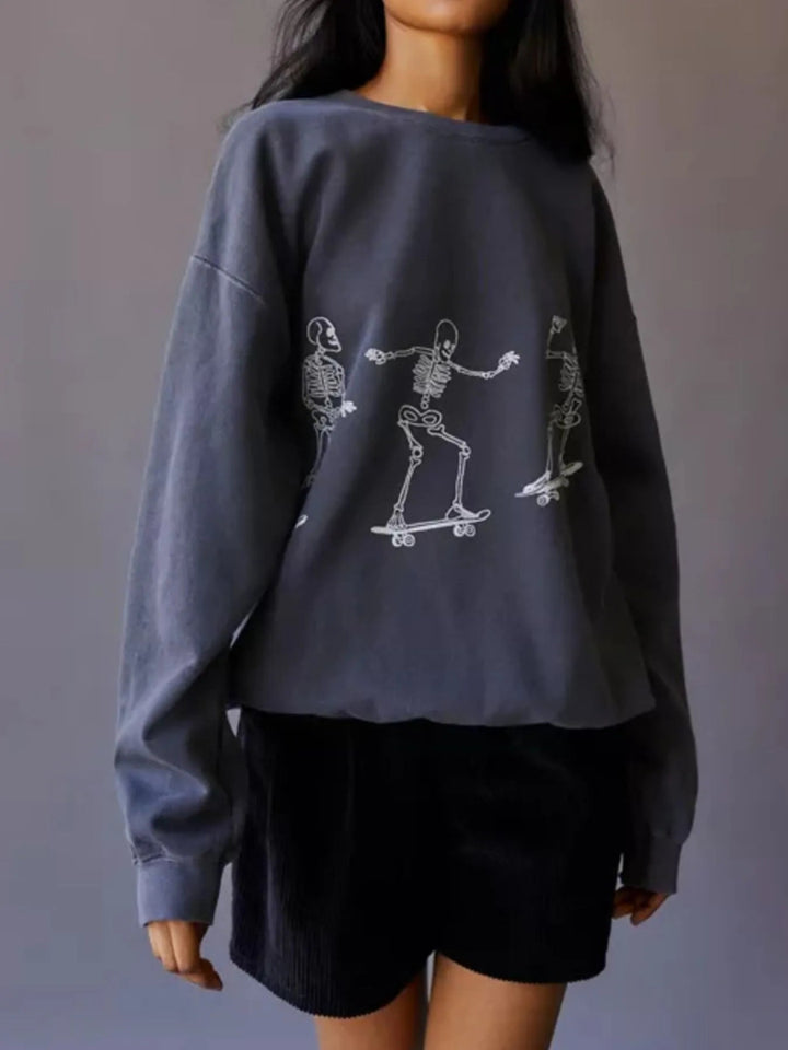 Skeleton Graphic Oversized Sweatshirt - Gray - S - f7e81fb7 - e67c - 4231 - a5bc - fed44358efe5 - Max - Origin - Tatoo Tee