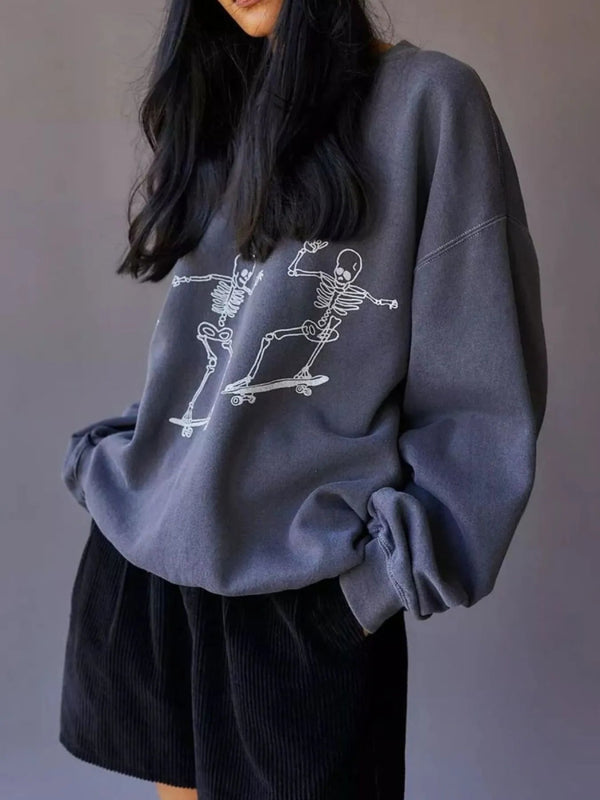 Skeleton Graphic Oversized Sweatshirt - Gray - S - f21d1ec3 - 36e9 - 40bf - 9e52 - f97b6e97587a - Max - Origin - Tatoo Tee