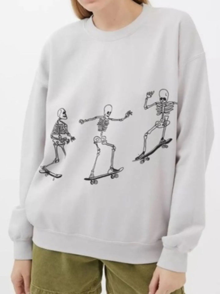 Skeleton Graphic Oversized Sweatshirt - Light Gray - S - 829b23f9 - dbd4 - 4c02 - 8ed9 - b8d1db3c5862 - Max - Origin - Tatoo Tee