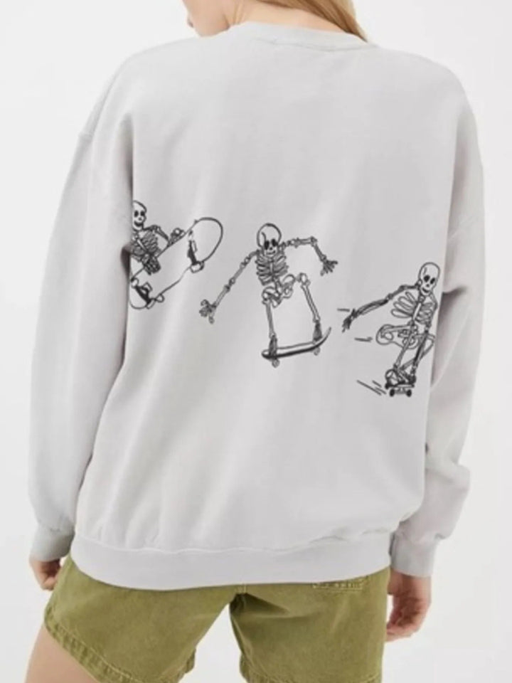 Skeleton Graphic Oversized Sweatshirt - Light Gray - S - 943d88cc - 23d7 - 4394 - 94de - 93ede6595414 - Max - Origin - Tatoo Tee