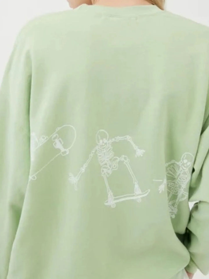 Skeleton Graphic Oversized Sweatshirt - Light Green - S - 2a9d36dc - d27b - 47ee - b9e1 - fef0f709fbf9 - Max - Origin - Tatoo Tee
