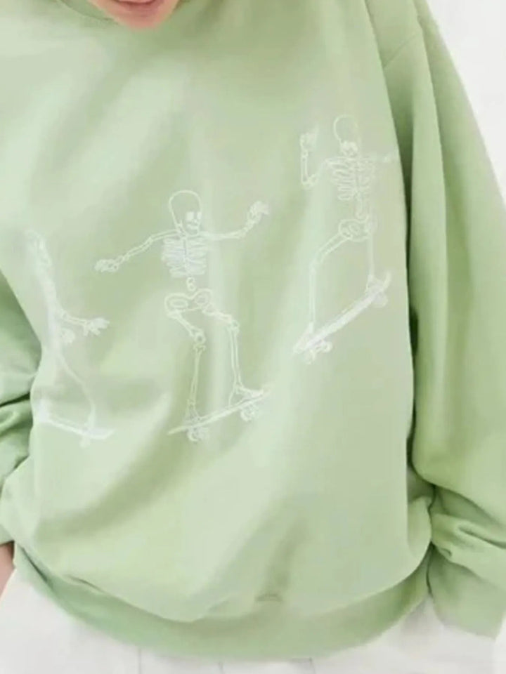 Skeleton Graphic Oversized Sweatshirt - Light Green - S - e715447e - bf49 - 47bf - 9035 - dabb7e9a65dd - Max - Origin - Tatoo Tee