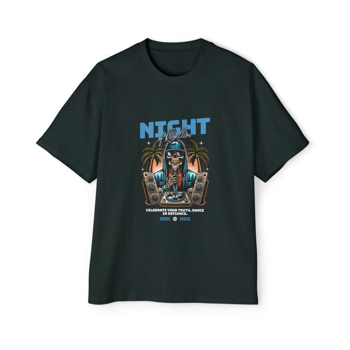 Skull Night Celebration Oversized Tee - Red Graphic T-Shirt for Dance Lovers - Pine Green - S - Skull Night Celebration Oversized Tee - Red Graphic T-Shirt for Dance Lovers - Tatoo Tee