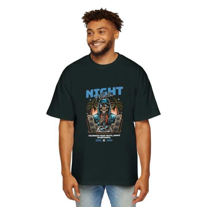Skull Night Celebration Oversized Tee - Red Graphic T-Shirt for Dance Lovers - Plum - L - Skull Night Celebration Oversized Tee - Red Graphic T-Shirt for Dance Lovers - Tatoo Tee