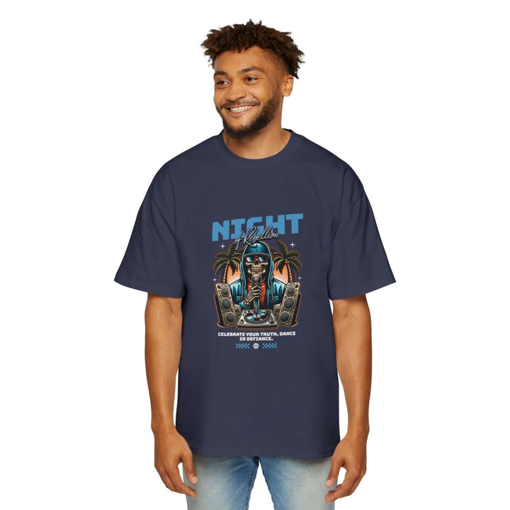 Skull Night Celebration Oversized Tee - Red Graphic T-Shirt for Dance Lovers - Plum - L - Skull Night Celebration Oversized Tee - Red Graphic T-Shirt for Dance Lovers - Tatoo Tee