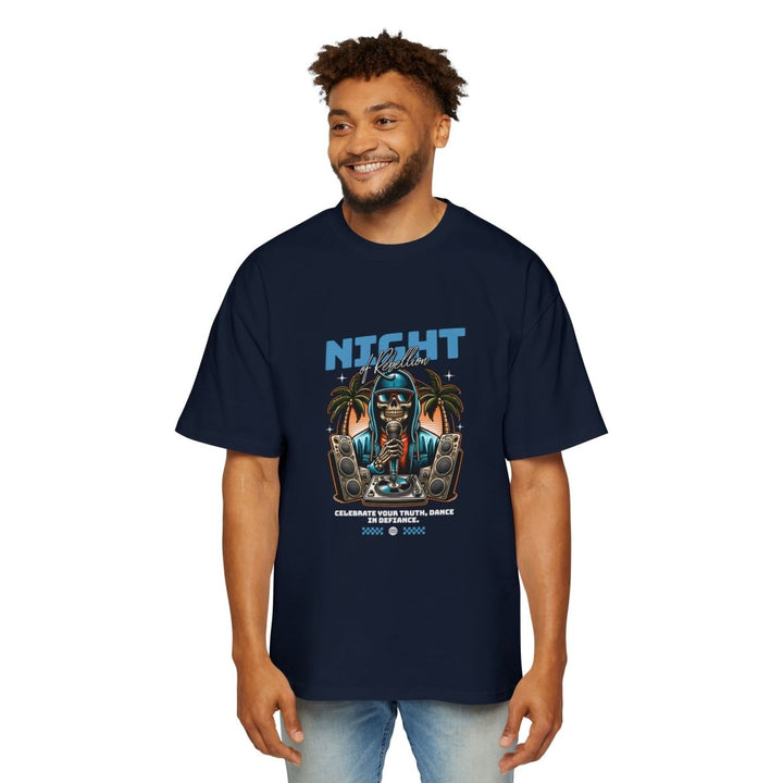 Skull Night Celebration Oversized Tee - Red Graphic T-Shirt for Dance Lovers - Plum - L - Skull Night Celebration Oversized Tee - Red Graphic T-Shirt for Dance Lovers - Tatoo Tee