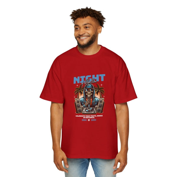 Skull Night Celebration Oversized Tee - Red Graphic T-Shirt for Dance Lovers - Red - M - Skull Night Celebration Oversized Tee - Red Graphic T-Shirt for Dance Lovers - Tatoo Tee