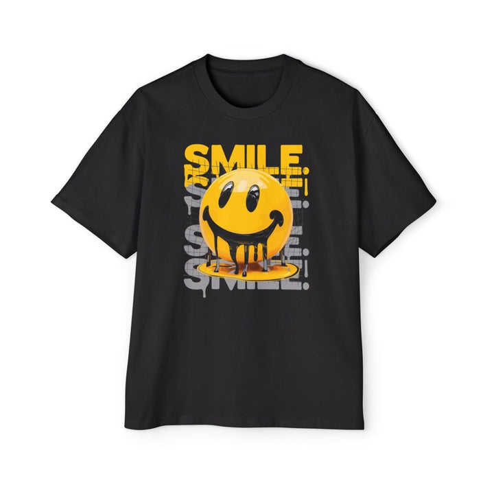 Smile Oversized Tee - Yellow Graphic T-Shirt for Casual Vibes - Black - S - Smile Oversized Tee - Yellow Graphic T-Shirt for Casual Vibes - Tatoo Tee