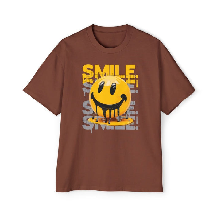Smile Oversized Tee - Yellow Graphic T-Shirt for Casual Vibes - Clay - S - Smile Oversized Tee - Yellow Graphic T-Shirt for Casual Vibes - Tatoo Tee