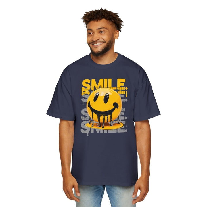 Smile Oversized Tee - Yellow Graphic T-Shirt for Casual Vibes - Midnight Blue - S - Smile Oversized Tee - Yellow Graphic T-Shirt for Casual Vibes - Tatoo Tee